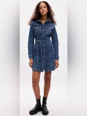 GAP denim dress/ jacket dress/ long Jacket with Waist Tie org $89
